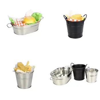 

Stainless Steel Mini Snack Barrel Icing Bucket French Fries Tin Pails