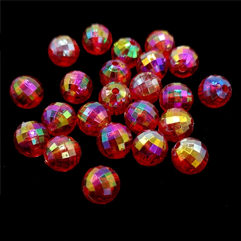 6/810mm Transparent Electroplated Beads AB Color Facet Acrylic  Loose Spacer  for Jewelry Making DIY Bracelet
