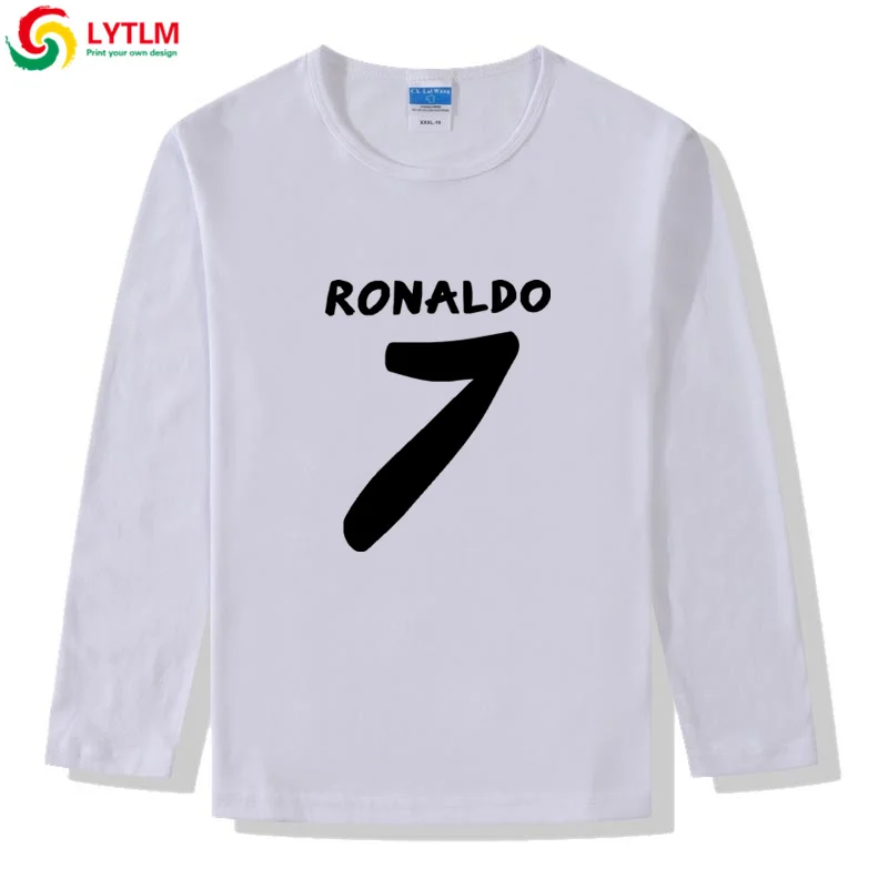 LYTLM Ronaldo 7 рубашки с длинными рукавами для маленьких мальчиков футболки для мальчиков топы для маленьких мальчиков Kleding Meisje, осень, детская одежда для девочек от 8 до 12 лет - Цвет: CX LYCRA White