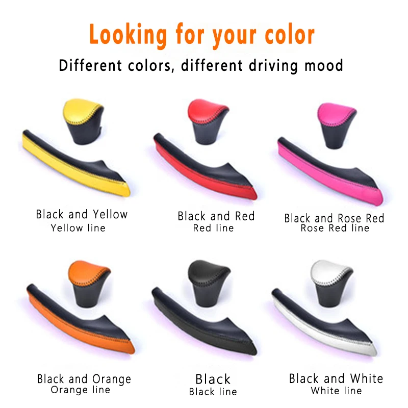 Auto Gear Shift Lever Leather Sleeve Parking Brake Protective Cover For Smart 453 Fortwo Forfour Car Decoration Accessories