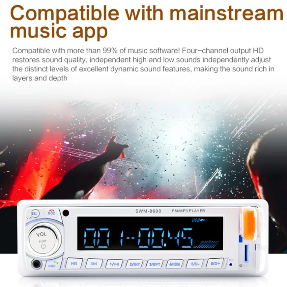 Автомобильный радиоприемник 1 din в-тире FM/SD карты/USB/MP3 мультимедийный плеер Дистанционное Управление 12 V 4-канальный Выход автомобильный радиоприемник
