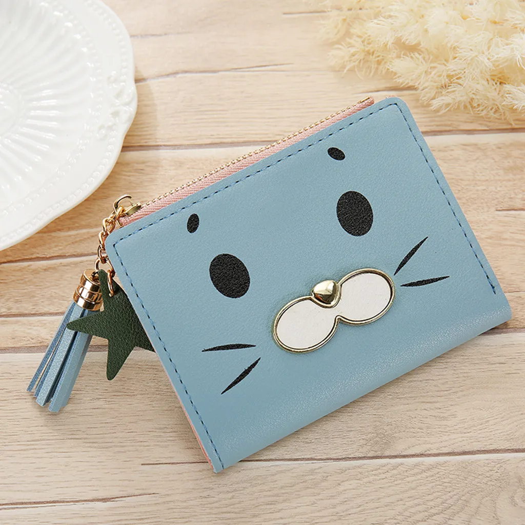 Blue Мини-сумочки для монет, женские кошельки, кошельки, короткие женские портмоне, держатель для кредитных карт, кошелек для девочек, держатель для ключей Carteira#20 - Цвет: Blue