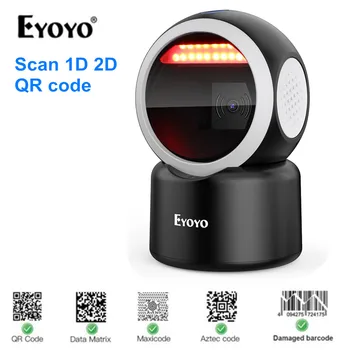 

Eyoyo 2D Desktop Barcode Scanner Omnidirectional Hands-Free 1D QR Barcode Reader Automatic Sensing Scanning Platform Scanner