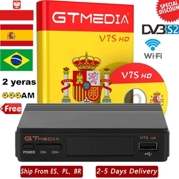 

Hot DVB-S2 Freesat V7 hd With USB WIFI FTA TV Receiver gtmedia v7s hd power by freesat Support Europe cline Network Sharing