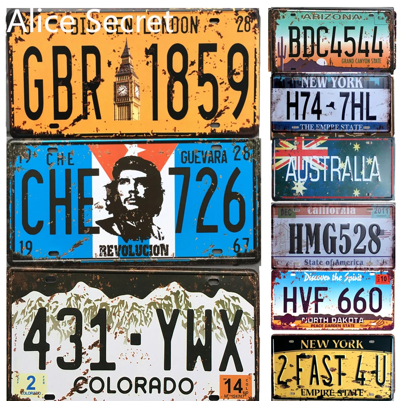 USA-Car-License-Metal-Plate-American-Car-Number-Tin-Signs-Bar-Pub-Cafe-Decor-Metal-Sign - 副本