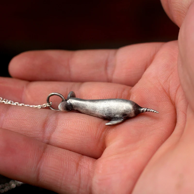 

delicate gifts for small animals 925 Silver Necklace Pendant for male and female spotted fish of marine animals