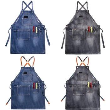 

Chef Apron Adjustable Barista Apron with Pockets Kitchen Cooking Baking Aprons