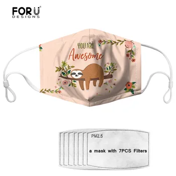 

FORUDESIGNS Mask with Prevent Bacteria Filters Paper Kids Cute Cartoon Sloth Face Mask Ainti Air Dust Mouth Mask for Adult Mask