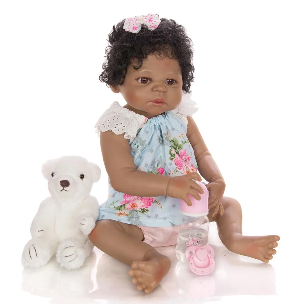 Кукла-Реборн, игрушка для девочки, 23 дюйма, bebe Reborn, полностью силиконовая виниловая кукла-реборн для младенцев, черная кукла для детей, игрушки в подарок