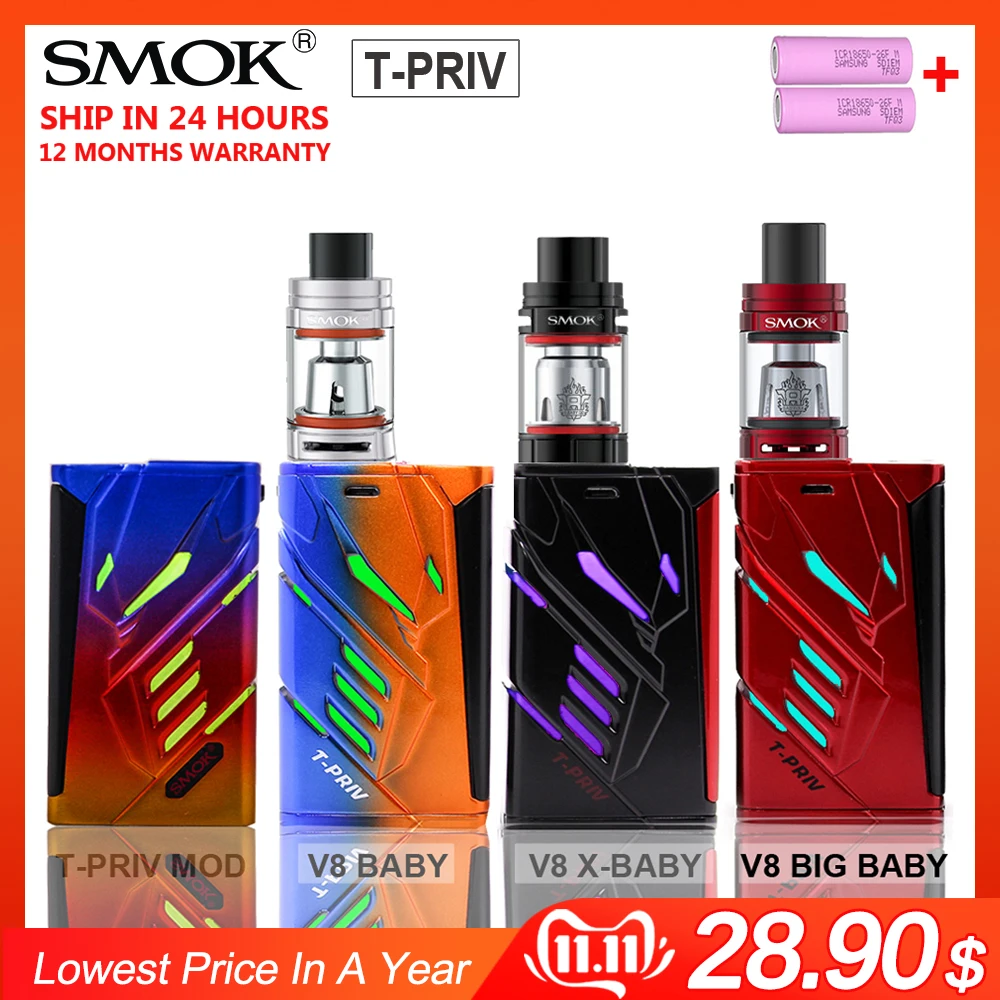 Оригинальный бокс мод SMOK TPriv 220 Вт электронная сигарета T Priv для испарителя TFV8 Big