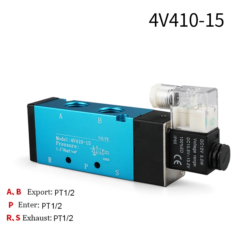 Válvula Solenoide Elétrica Pneumática 4v41015 Válvula de Controle de ar Gás Magnético Posições Válvula de Posições dc 12v 24v ac 220v
