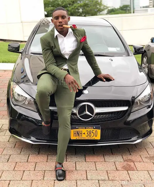 Latest Coat Pant Designs Green Men Suit 