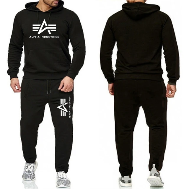 2022 Alpha men's fitness hoodie casual 2-piece sports long-sleeved set autumn and winter sports suit 4 colors,S-4XL. 5