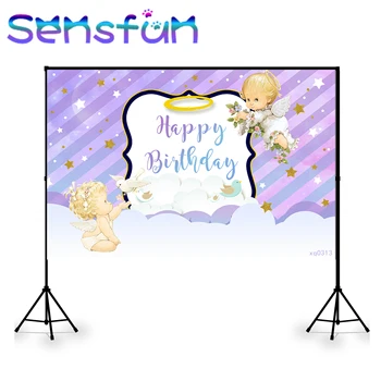 

XQ0313 Angel Baby Shower Photography Backdrops Prime Communion Baptism Party Backgrounds for Photo Studio Background Photoshoot