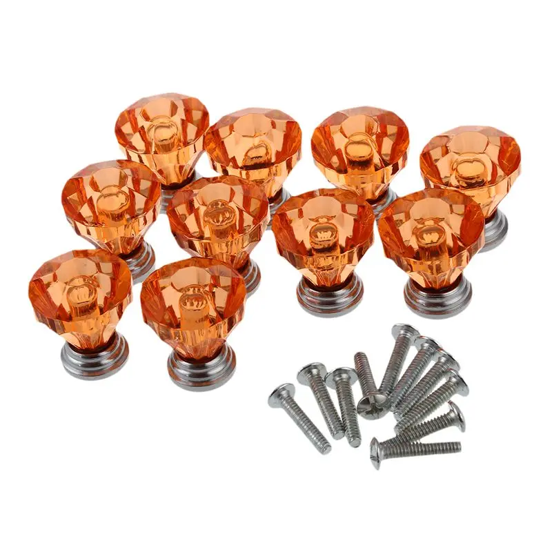 HHO-10PCS Янтарный акрил выдвижной ящик Pull ручка шкафчик, гардероб, буфет Бин дверные ручки