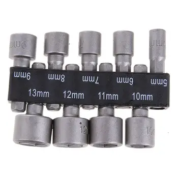 

9pcs/set 5mm-1m 1/4inch DIY Hex Shank Socket Sleeve Nozzles Nut Driver Bit Set Drill Bit Adapter for Woodworking Power Tool