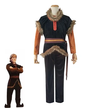 

Froze 2 Costume Kristoff Bjorgman Cosplay Snow Queen Adult Halloween Carnival Party Fancy Cartoon Outfit Top Pants Coat Full Set