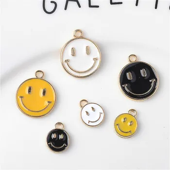 

20pcs/Lot Large Small Smiley Face Drop Oil Alloy Charms DIY Earrings Bracelet Ornament Accessories Enamel Charm
