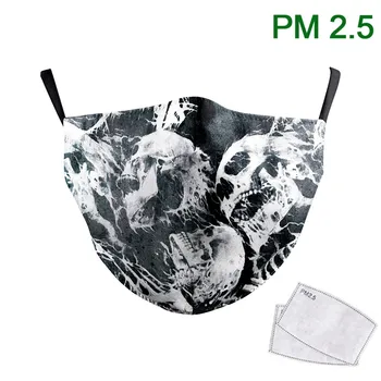 

Horror Skull Monster Print Face Masks Reusable Washable Mask Fabric PM2.5 Filters Dust Masks Half Face Mouth-Muffle