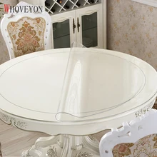 WHOVEYON PVC Tablecloth Round Tablecloth Transparent Tablecloth Waterproof Kitchen Pattern Oil Tablecloth Glass Soft Cloth 1.0mm