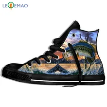 Прогулочные парусиновые ботинки; дышащая обувь с тропическими рыбами; забавная обувь для рыбаков; Мужская парусиновая спортивная обувь в стиле хип-хоп; классические кроссовки