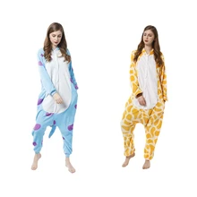 Giraffe Women's Pajamas Onesie Stitch Sleepwear Pajamas Flannel Mother Kids Family Clothing Set Baby Pijama Winter 2021 Animal
