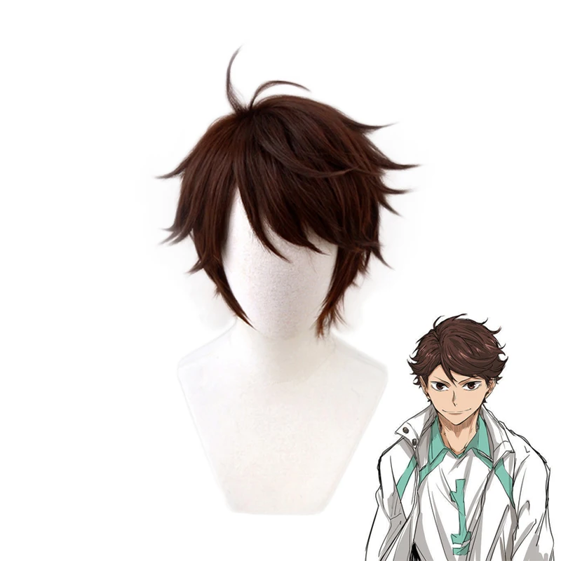 Haikyuu! Короткий темно-коричневый парик Oikawa Tooru костюм для косплея термостойкие