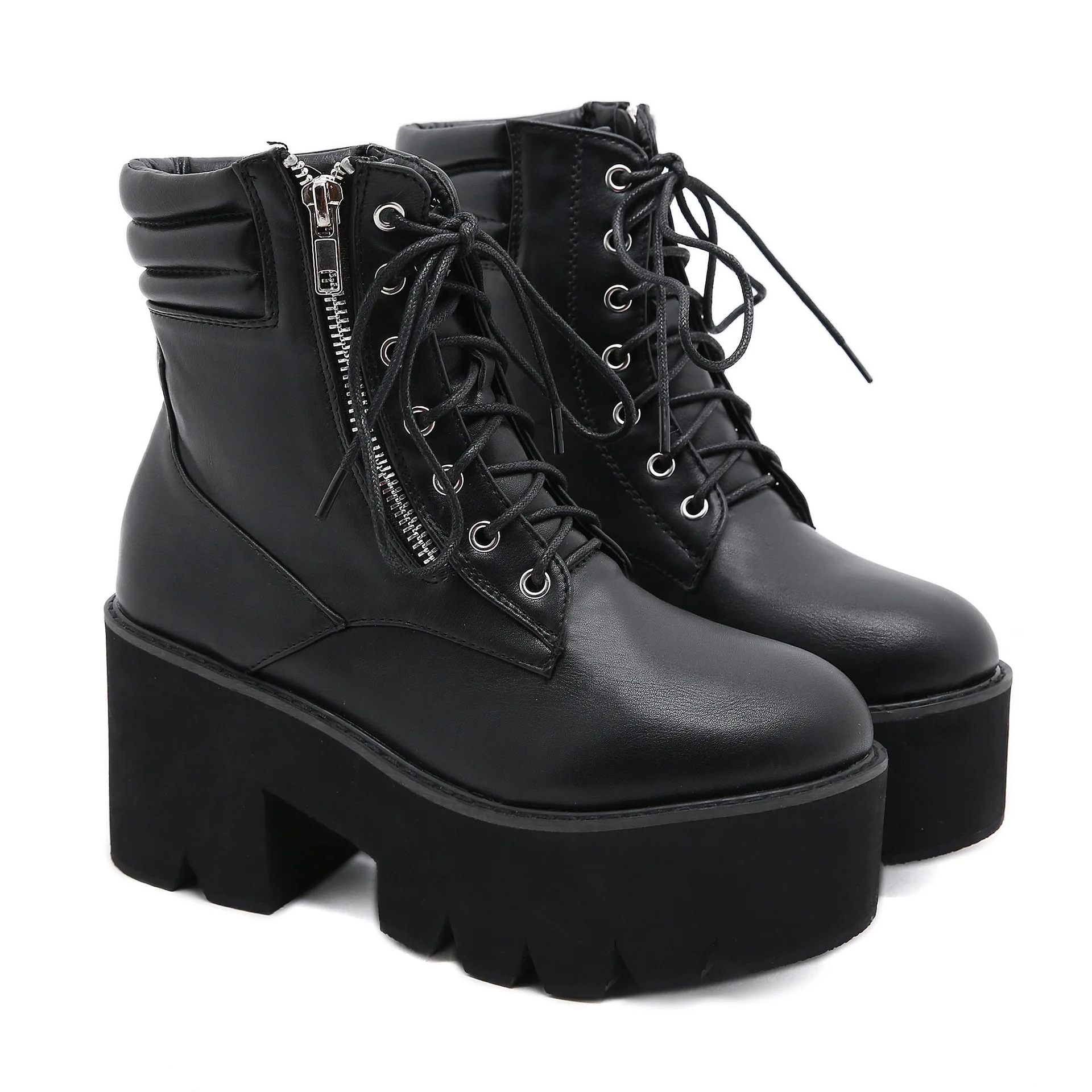 Spring Women Ankle Boots Autumn New Fashion Slip-On heel Heel Zipper block heel high heel ankle boots Casual Shoes Big Size