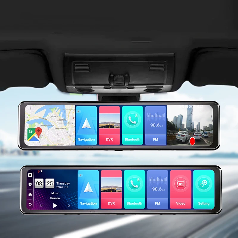 12 дюймов Android 4G видеорегистратор Двойной 1080P Автомобильное зеркало заднего вида