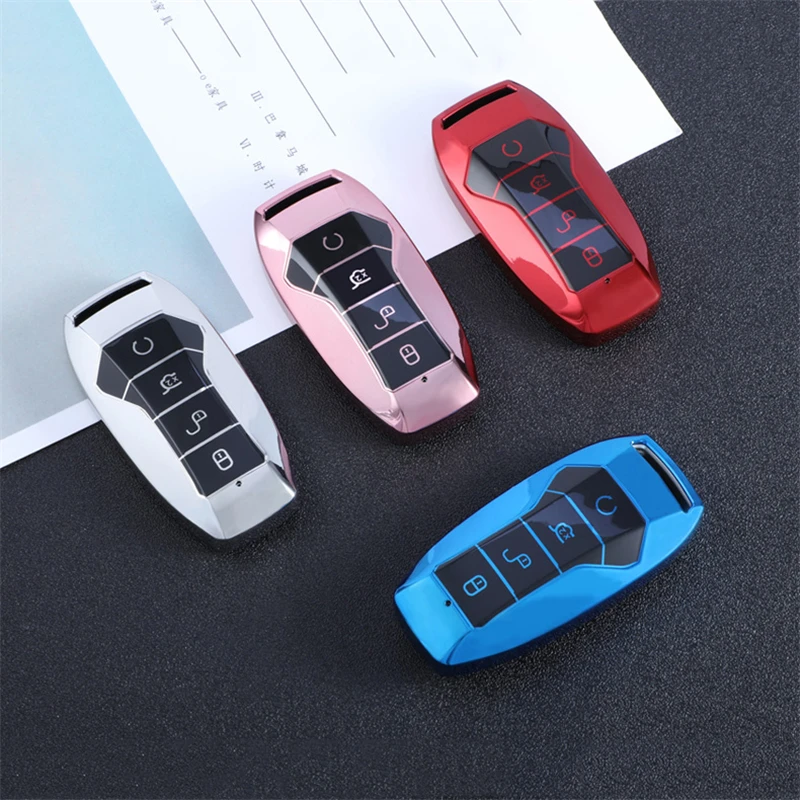 

TPU Car Key Cover Protection For BYD Tang DM 2018 Full Cover Key Bag Auto Accessories Protection Keychain Keyring