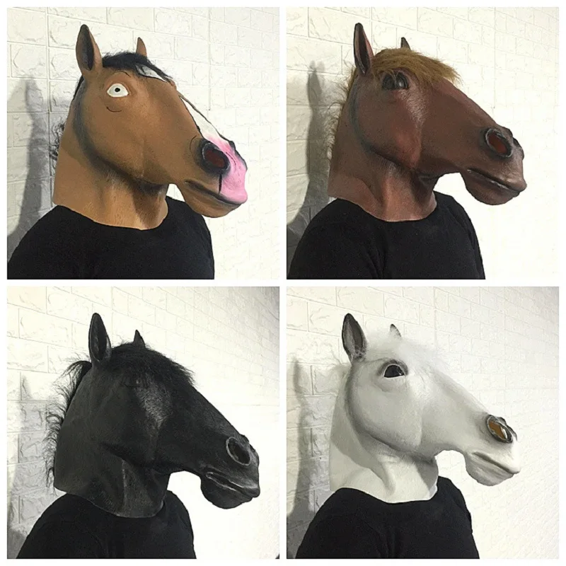 

Dropship Halloween Horse Head Mask Latex Creepy Animal Costume Theater Prank Crazy Party Halloween Decora Funny Animal Mask