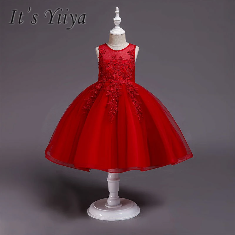 

It's YiiYa Flower Girl Dresses 4 Colors Sleeveless O-Neck Floor Length Girls Pageant Dresses Vestidos De Noches Para Ninas 612