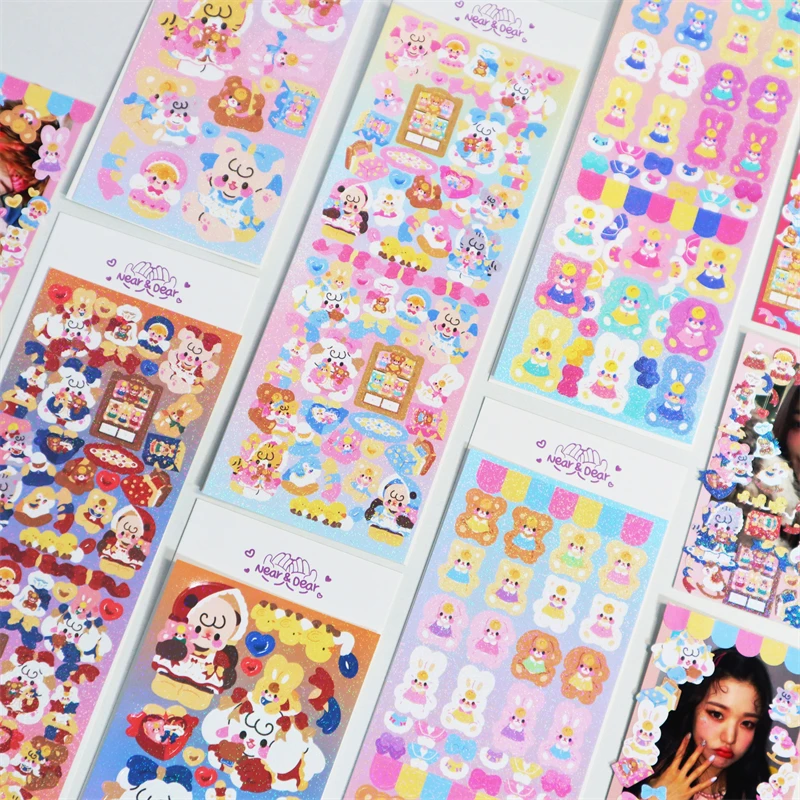 Мультяшный милый медведь лазер Kawaii Idol карта наклейки для скрапбукинга DIY Журнал