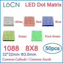 8x8 8*8 3mm LED Dot Matrix Display RED GREEN BLUE WHITE Module Common Cathode Anode 32*32mm 1.9mm 5mm 3.0mm digital tube 1088