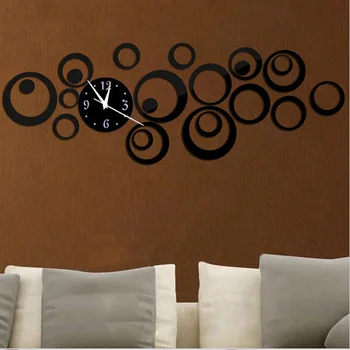 

Wall Clock 3D Acrylic Fashion Mirror Sticker Clock DIY Circle Combination zhuang shi zhong