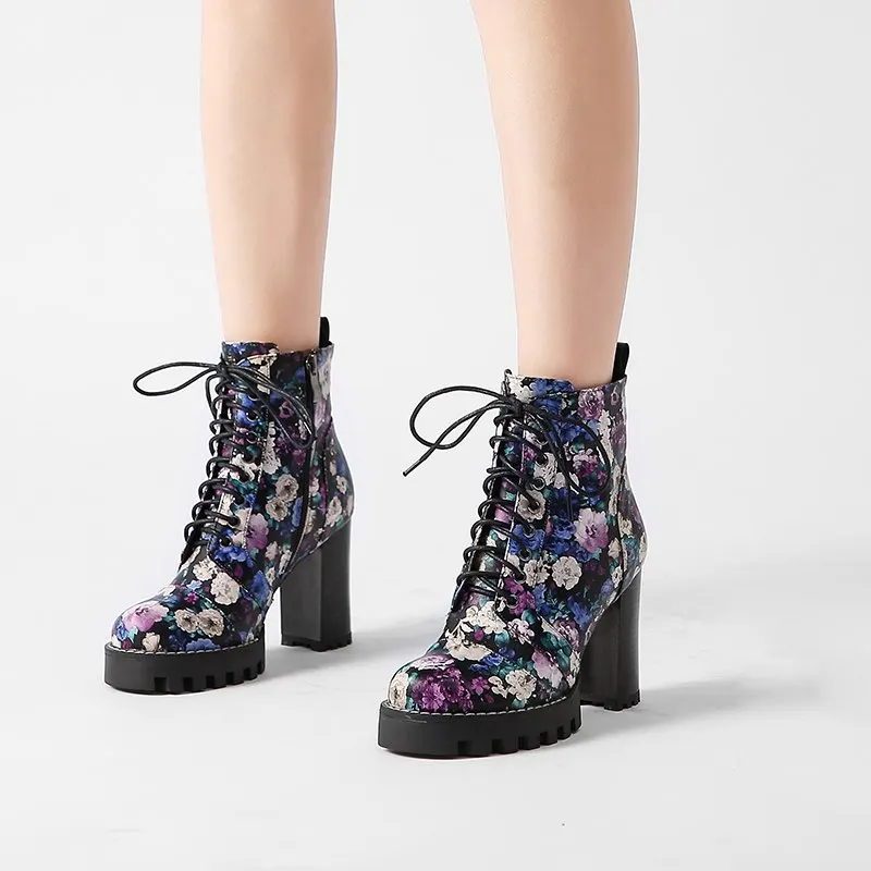 MORAZORA New arrive quality printed women boots winter autumn boots high heel fashion platform ankle boots women shoes