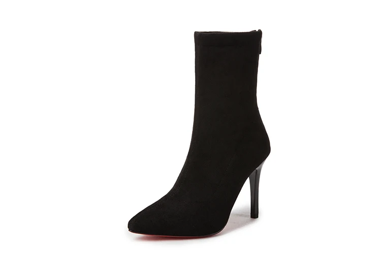 Bootee/ женские ботинки на высоком каблуке; зимние женские ботинки с круглым носком; женские ботинки на низком каблуке со шнуровкой; чулки на шпильке