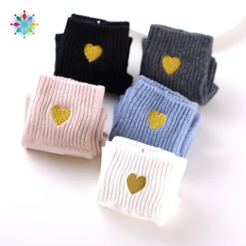

2020 New Autumn Winter Heart Cotton Socks Women Girls Delicate Embroidery Crew Socks Soft Warm Solid Soft Socks Hot