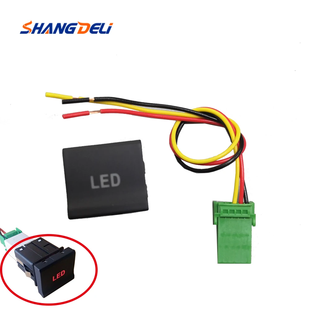 Car Red Led Light Switch Button With Wire For Vw Polo 6c 2014 2015 2016