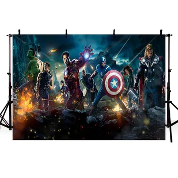 

Avengers Backdrop Birthday Party Retro Superhero Backdrop Photography Kids Hulk Ironman Captain America Party Banner Printed