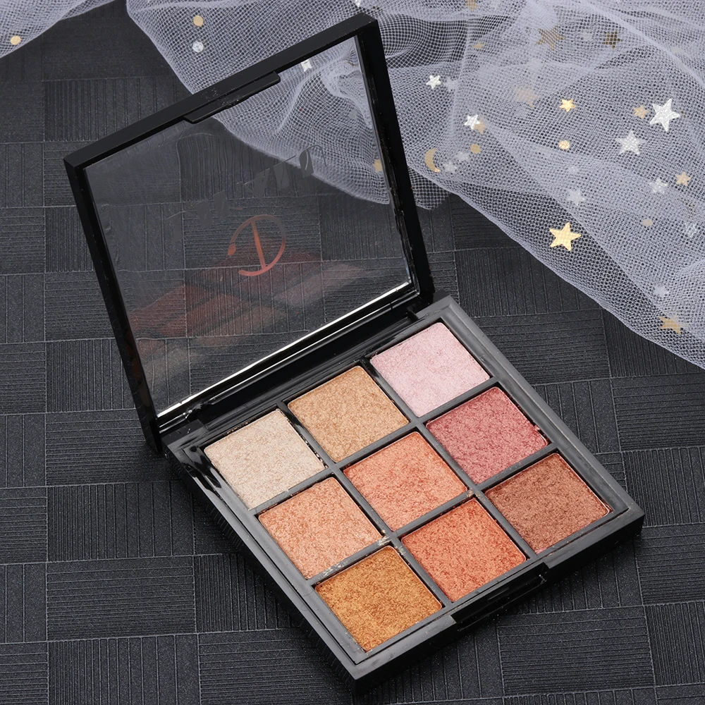 9 Colors Long Lasting Glitter Eyeshadow Palette Cosmetics Shimmer and Shine Eyeshadow Highlighter Palette Professional Makeup