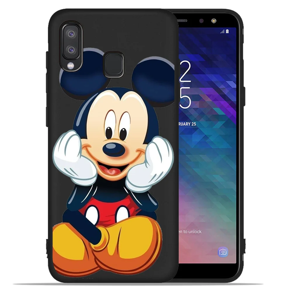 Черный ТПУ чехол для samsung Galaxy A7 A9 Coque Etui Микки Минни для samsung Galaxy A30 40 50 70 A6 A8 Plus A320 чехол