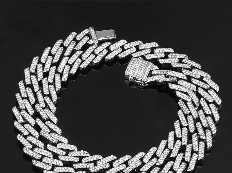 14 мм льдом Майами КУБИНСКИЙ звено цепи кепки в стиле "хип-хоп" Для Мужчин's Цепочки и ожерелья стразы блестящие золотые серебряные ювелирные украшения 50/60/75/100 см в длину