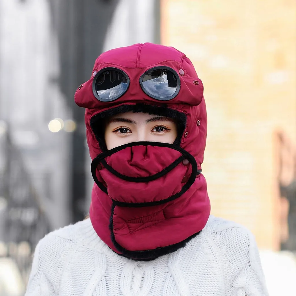 Маска для лица для мужчин и женщин, лыжная маска, вязаная шапка для зимы, охоты, ушей, теплая шапка для тренировки, дизайнерская Лыжная маска, маска для лица s для бега - Цвет: Красный