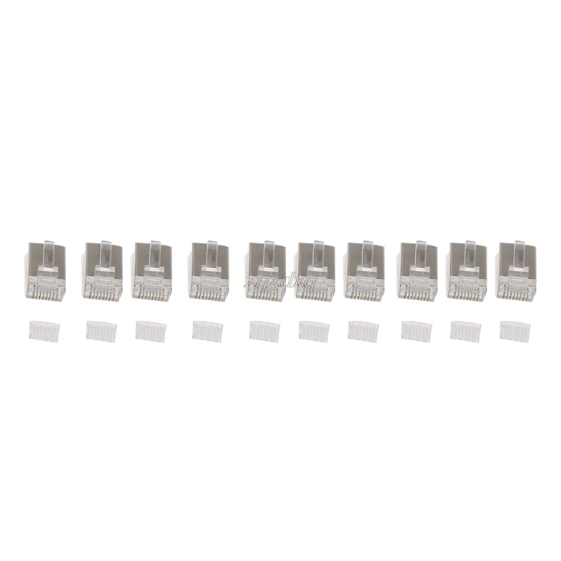 

10Pcs RJ45 Network Connector CAT6 Modular Plugs Shielded Version With Loading Bar O23 dropship