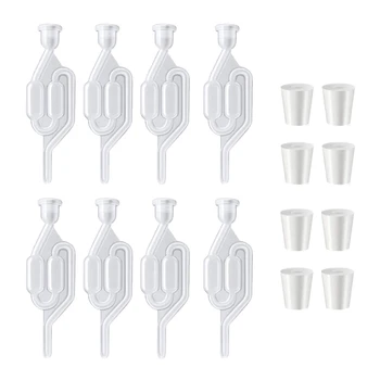 

8x S-Shape Exhaust Seal Valve with Stopper Twin Airlock for Wine Making, Beer Brewing Glass Carboy Fermenter