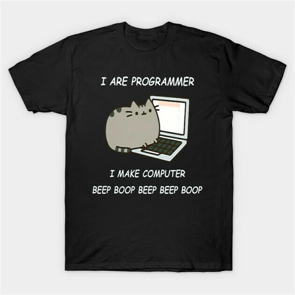 I Are Programmer Make Computer Beep Boop Мужская черная футболка модная Классическая |