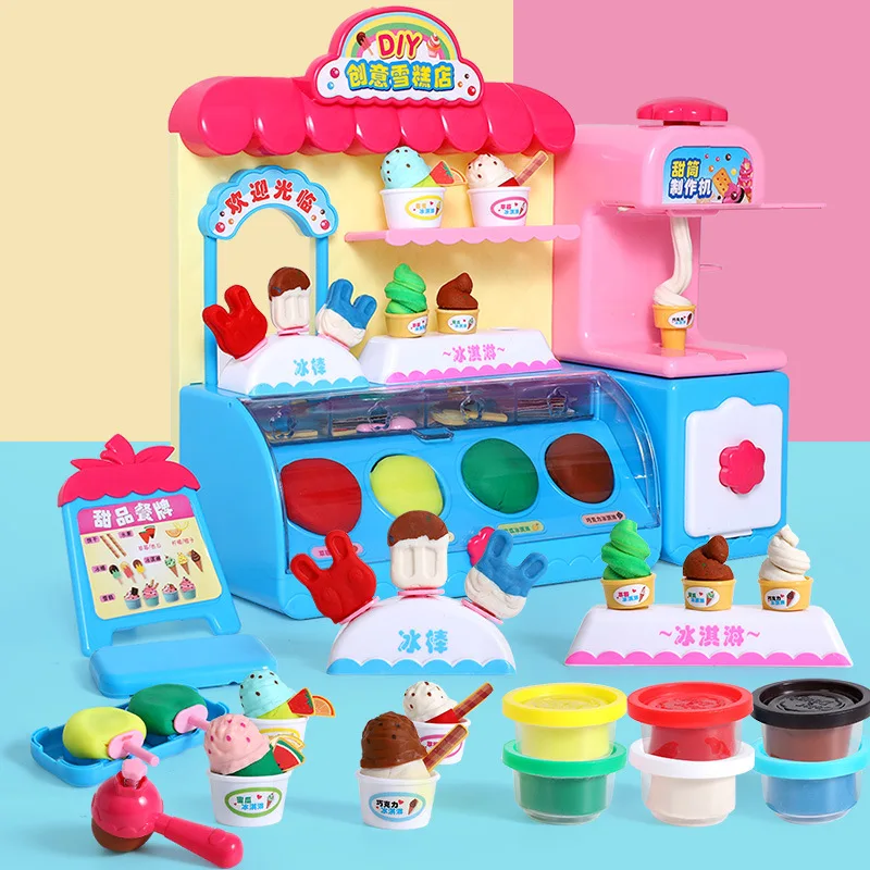 

Creative DIY Ice Cream Shop Non-toxic Colored Clay Plasticene Mould Tool Kit Children Ice Cream Toy GIRL'S