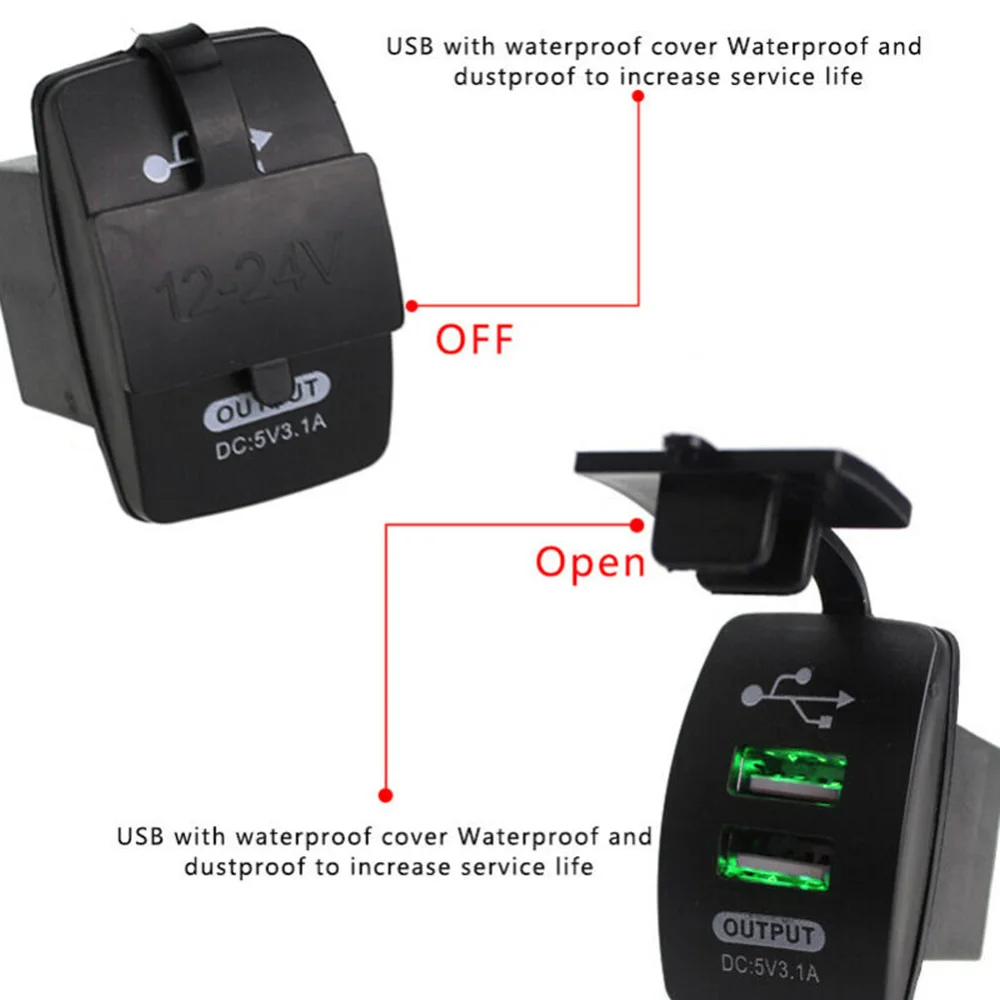 Автомобильный прикуриватель двойной светодиодный USB источник питания зарядное