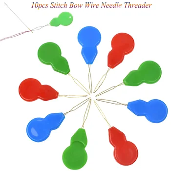 

10pcs Needle Threader Sewing Stitch Insertion Tool Sliver Bow Wire Needle Threader Hand Sewing Machines